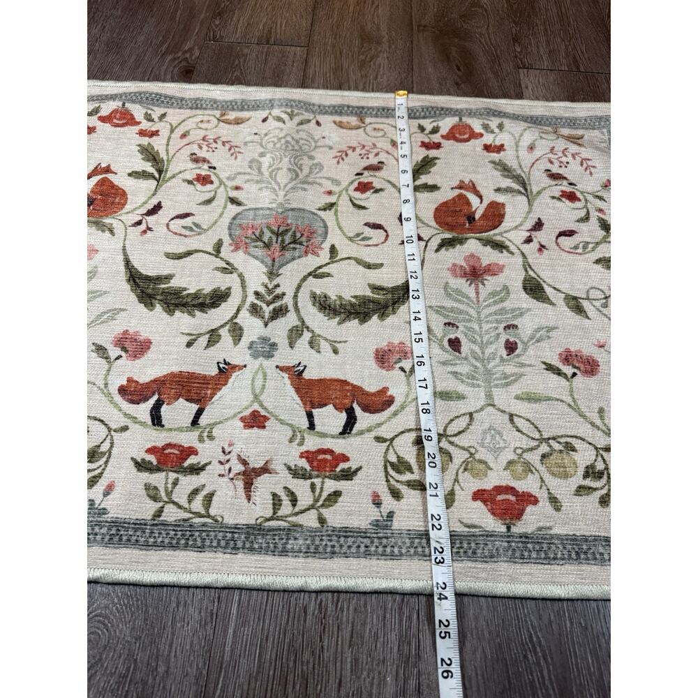 Ruggable Foxfen Ivory Multicolor Flatwoven Rug 2’ x 3’ Fox Animal - Picture 9 of 13